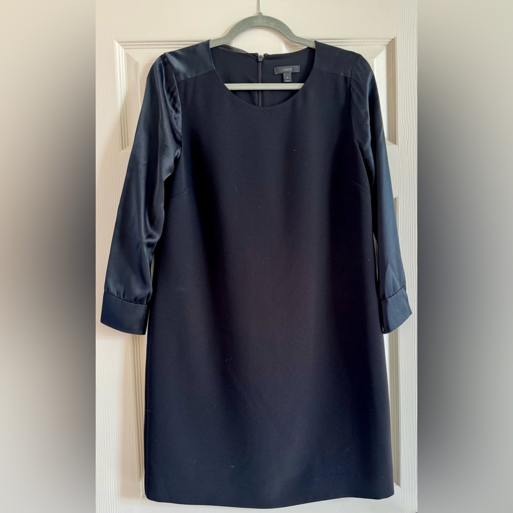 J. Crew | 3/4 Sleeve Shift Dress with Silk Accents | Black | EUC | Size 4